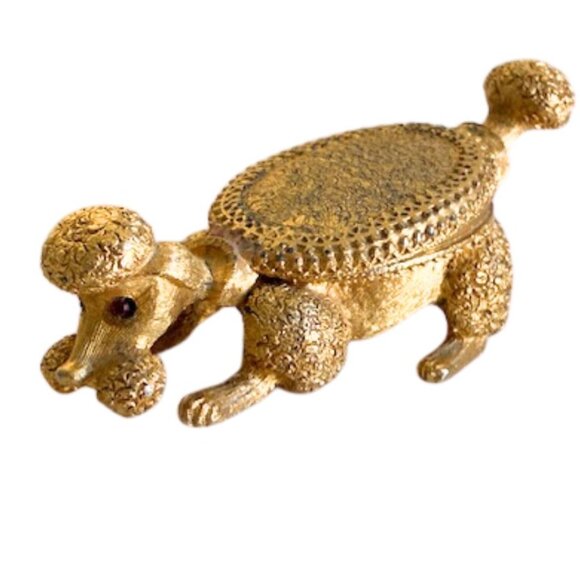 Vintage Florenza Gold Poodle Trinket Jewelry Box - Picture 1 of 8
